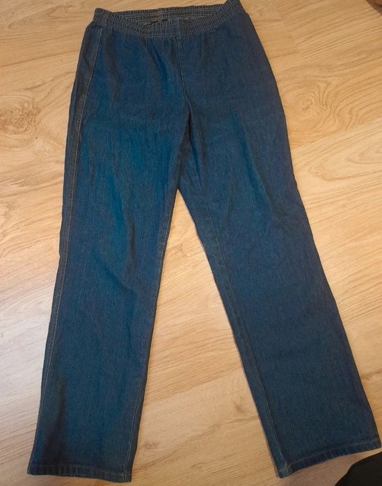 Granatowe spodnie z gumką w pasie I szeroką nogawką M | wysyłka w 24h