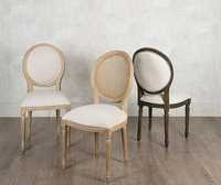 Ręcznie robione krzesło Belssia białe drewno rattan len
