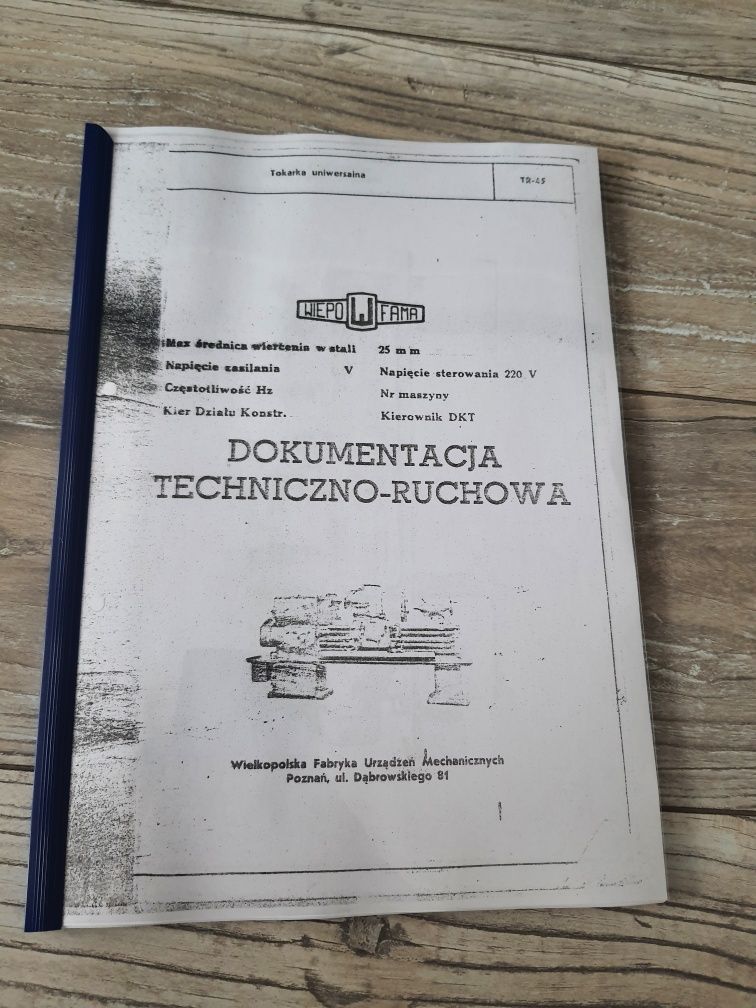 Tokarka TR-45 DTR Instrukcja Obsługi Wiepo Fama