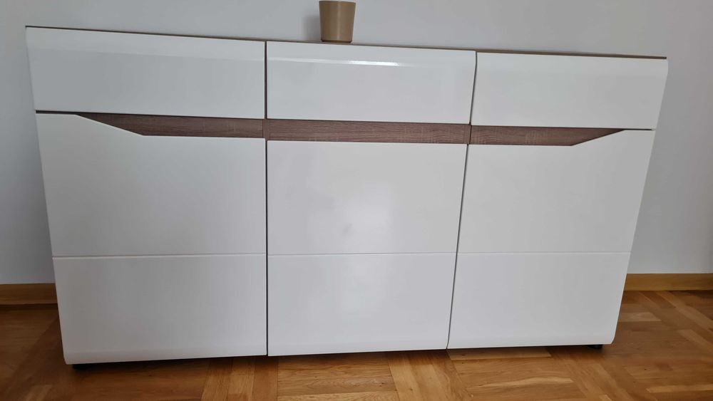 Komplet mebli Agata Meble Lionel – biały połysk / dąb truflowy