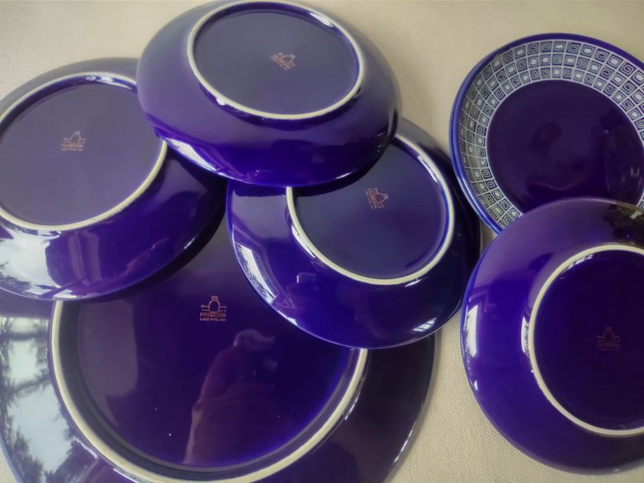 Ceramika Pruszków talerze zestaw (6+1)deserowy porcelit kolekcja PRL
