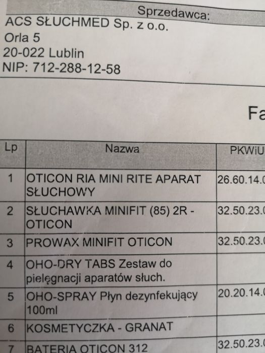 Aparat słuchowy oticon ria mini rite