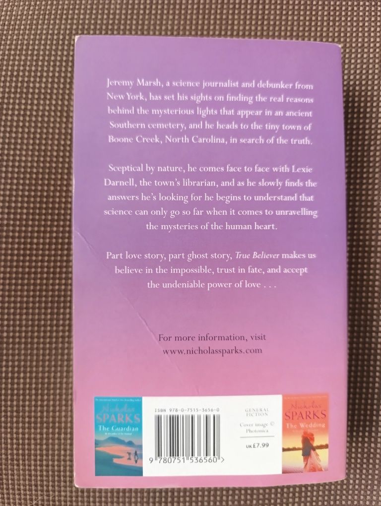 Książka "true believer" Nicholas Sparks