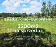 Sprzedam działkę 3200 m2 rekreacyjną blisko lasu- 80 km od Warszawy!