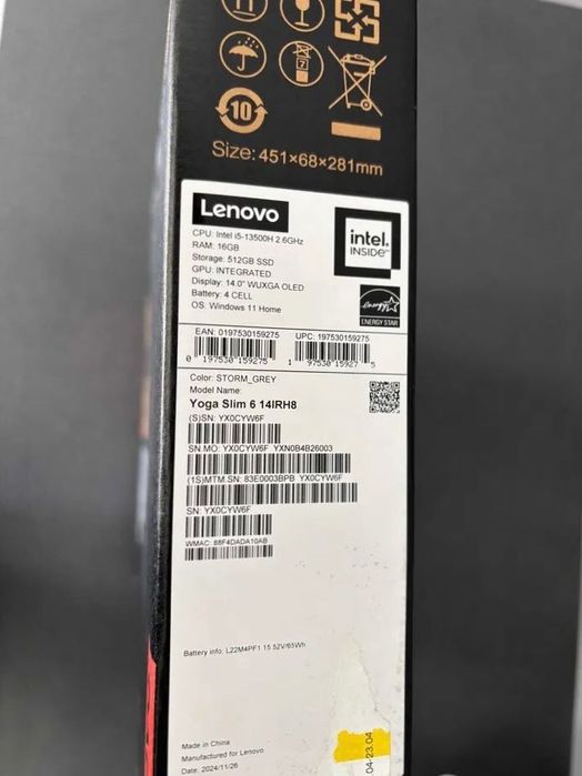 Laptop Lenovo Yoga Slim 6 I5/ 16GB Ram/ 512 SSD - Nowy, nie używany!