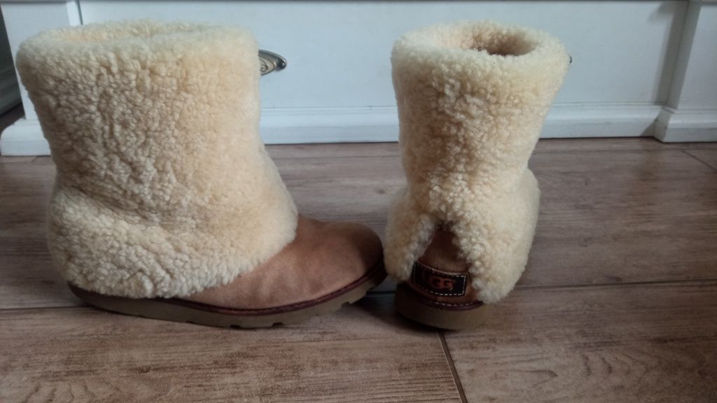 Okazyjna cena UGG Australia zimowe kozaki ciepłe skórzane wełna owcza