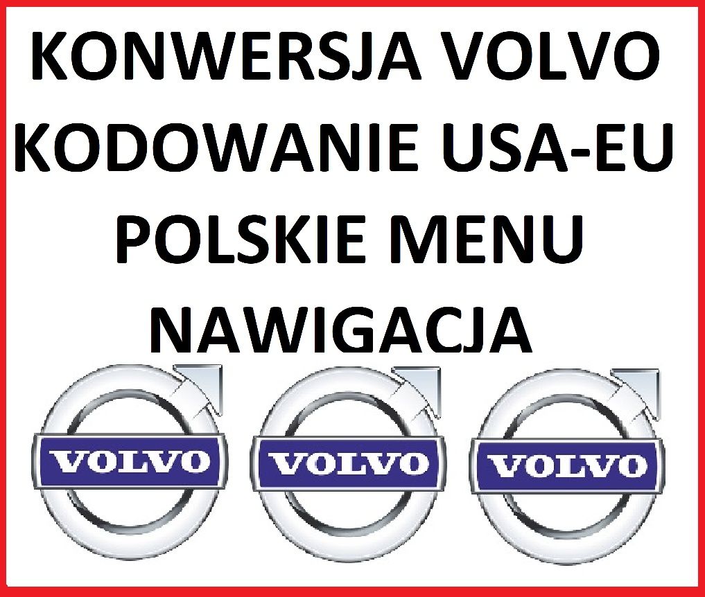 Polskie menu Kodowanie USA-EU Volvo Nawigacja Mapa Panel ICM konwersja