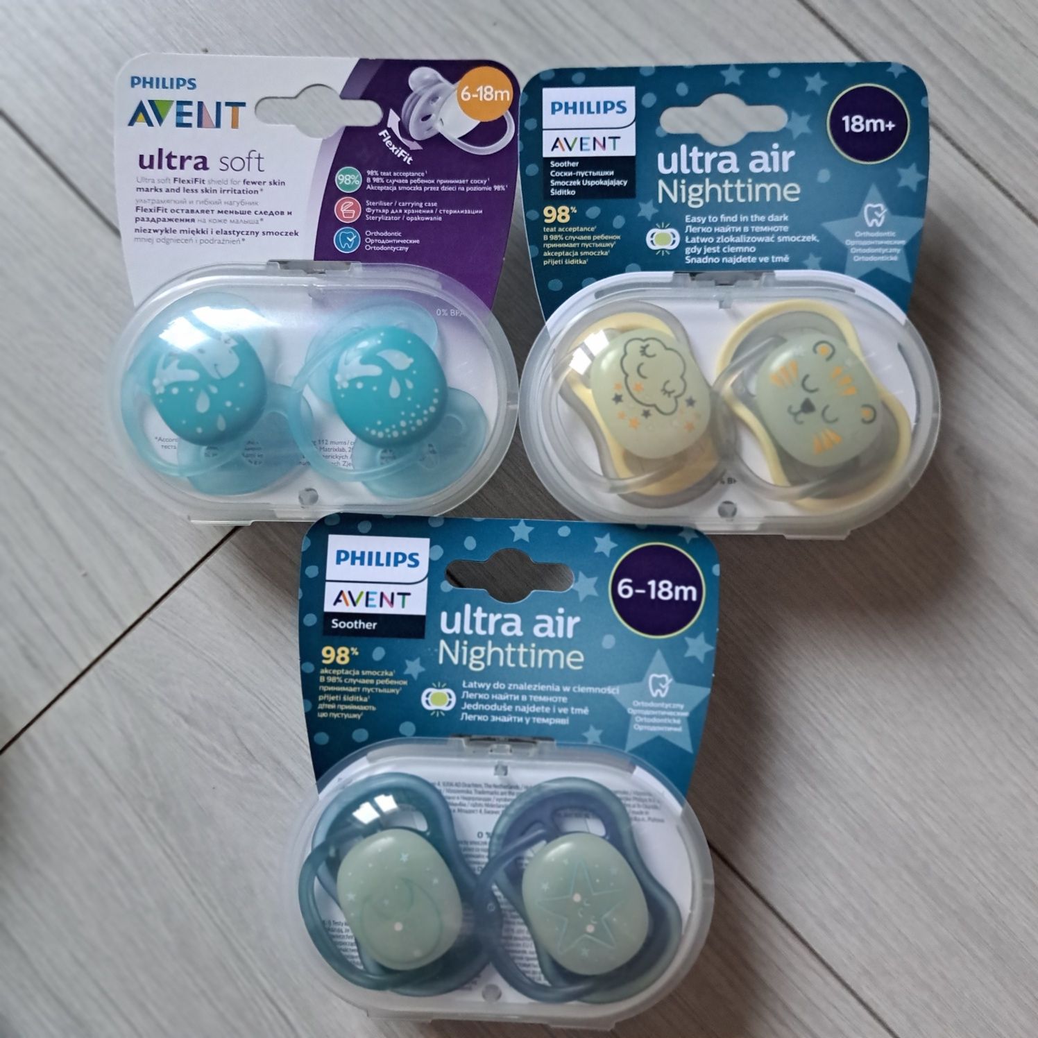 Разные пустышки Philips Avent 0-6 и 6-18, +18 мес