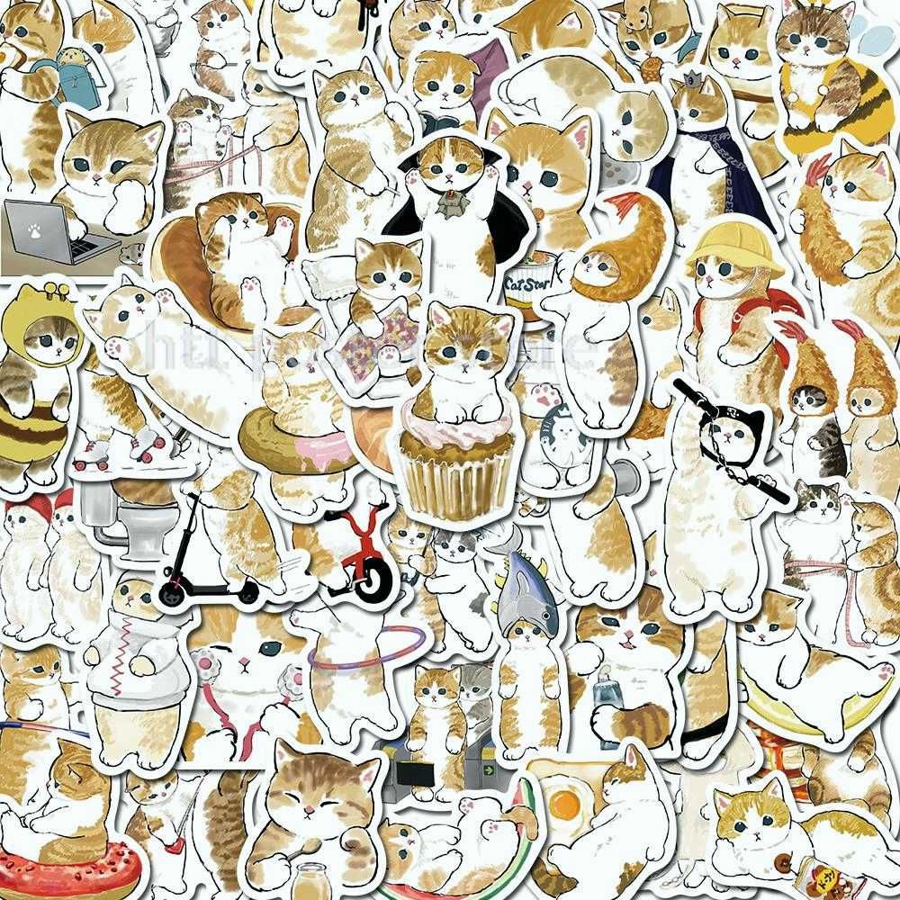 Набор наклеек стикеров милые коты кошечки котята киски 64 шт.