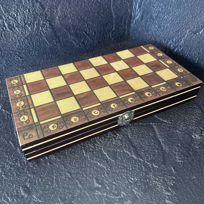 Шахматы, шашки, нарды 3 в 1 комплект с магнитом 7702 (доска 29x29 см)