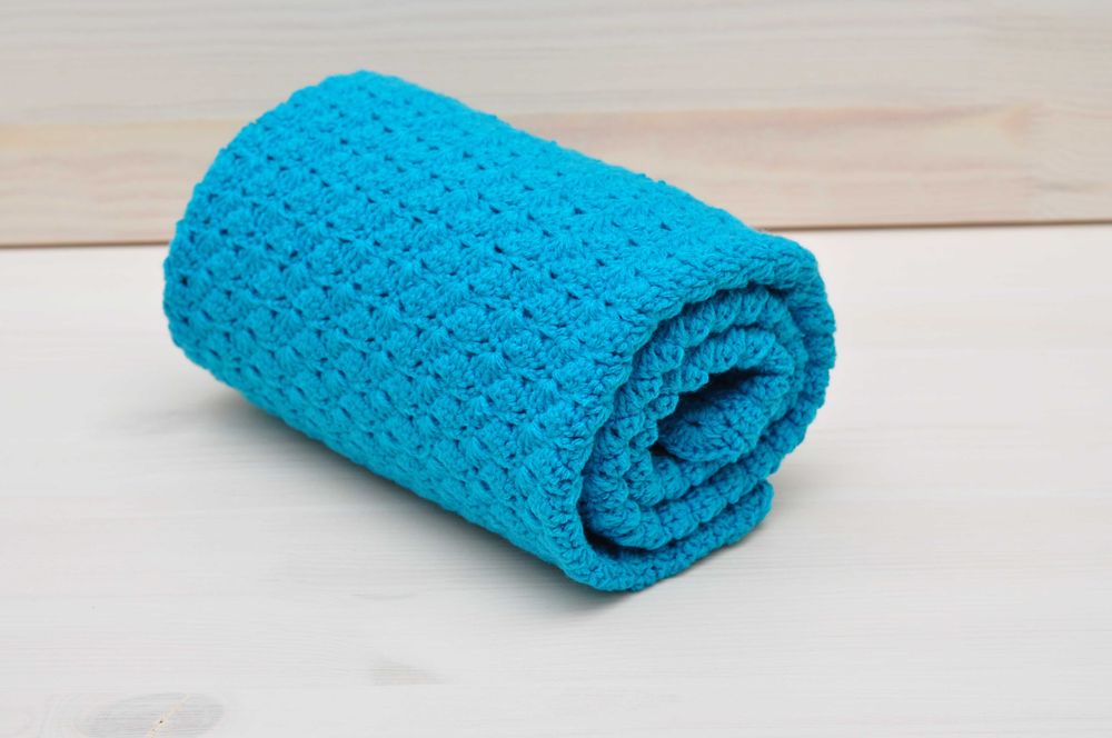 Kocyk dla dziecka, niebieski, turkusowy - hand made, ręcznie robiony