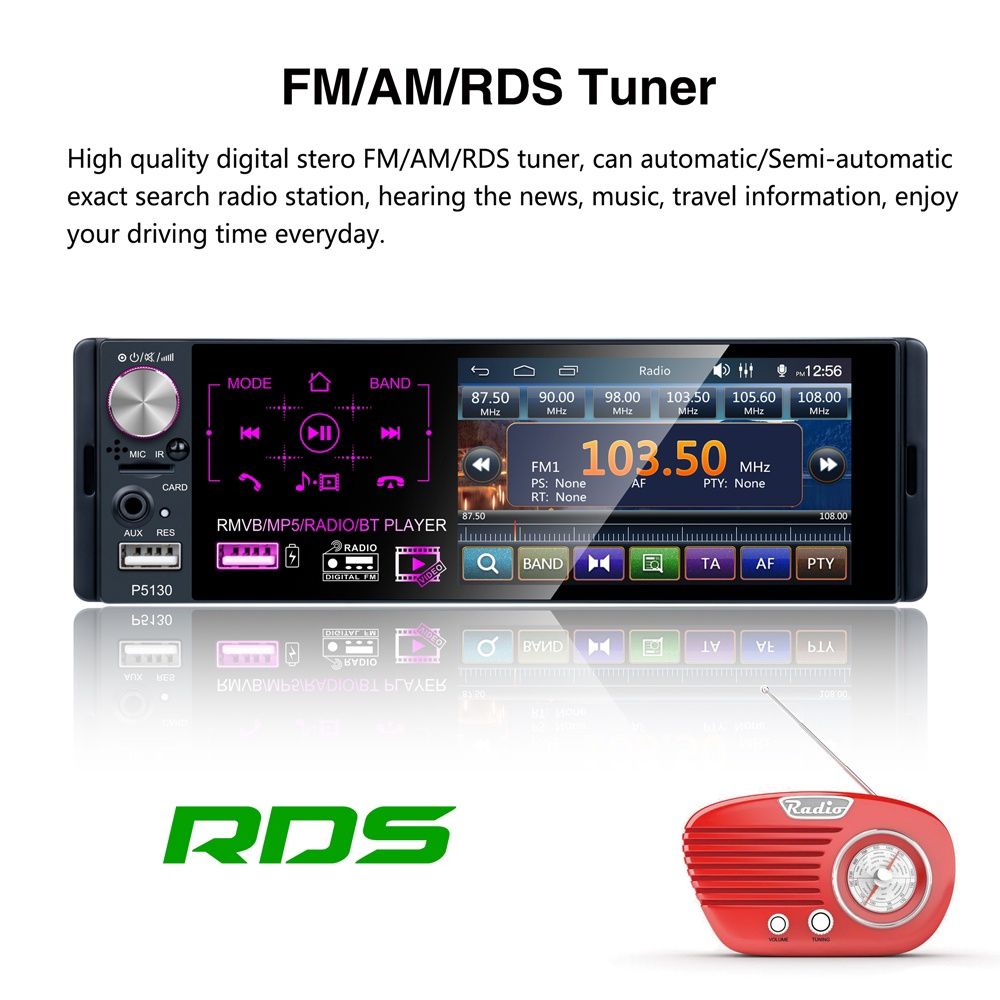 Rádio 1din 4,1" Bluetooth dual USB RDS + microfone + comando volante