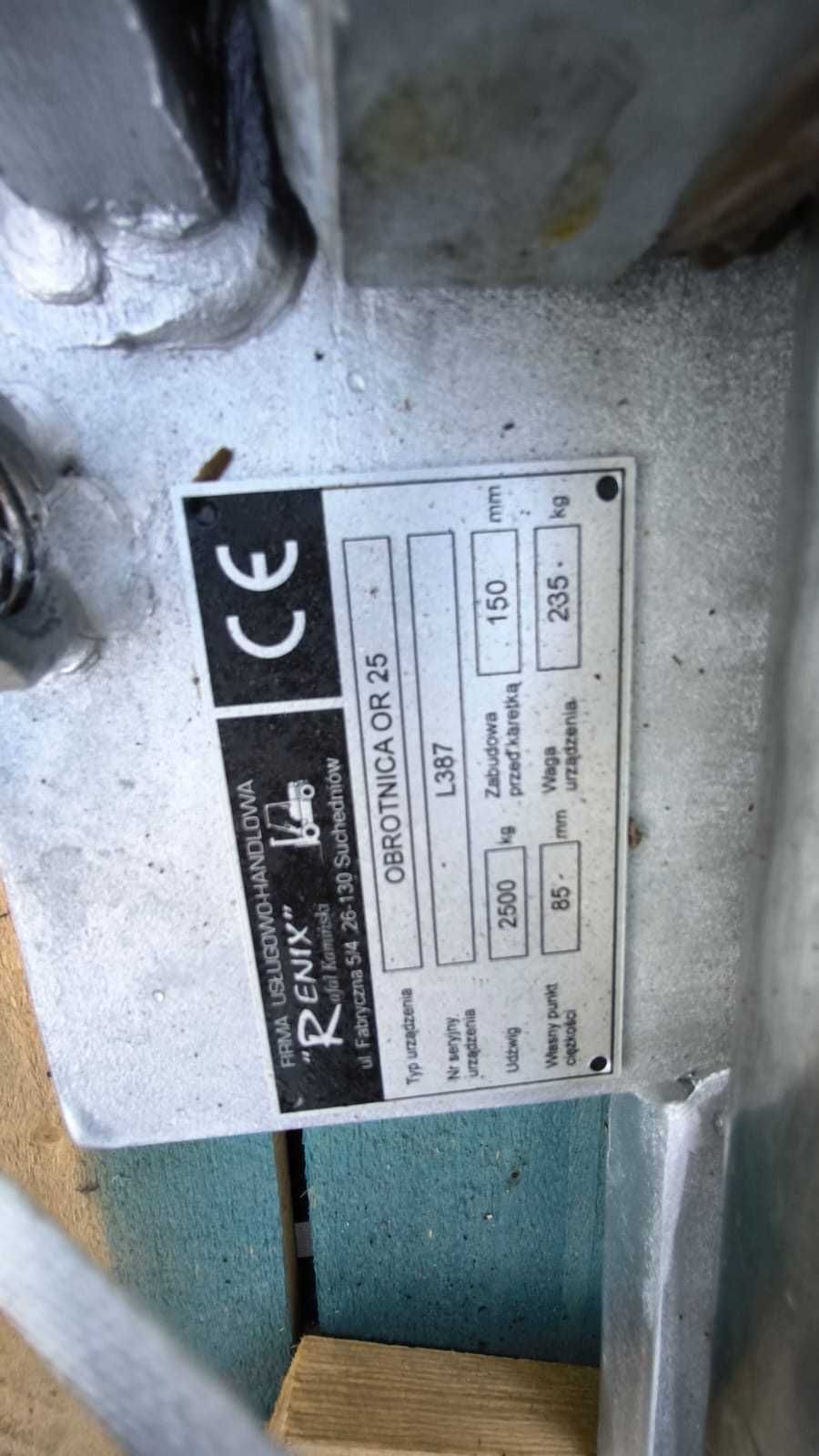 Obrotnica 180st. do wózka widłowego RENIX OR25 ocynkowana