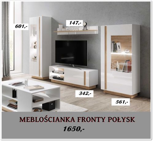 Meblościanka POLSKA Arco biały połysk meble do salonu pokoju