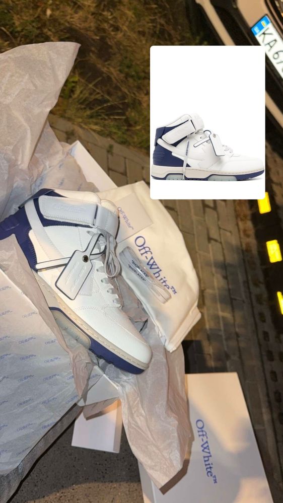 Кроссовки Off-White Out Of Office mid top lea light grey navy