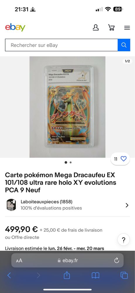 M Dracaufeu ex 101/108 carta pokemon rara