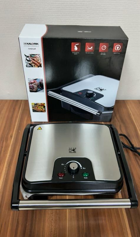 Grill elektryczny Kalorik 2000 W odprowadzanie tłuszczu srebrny/szary