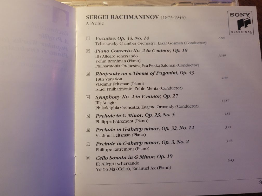 CD S.Rachmaninov Popular Works for Piano & Orchestra 1997 Sony