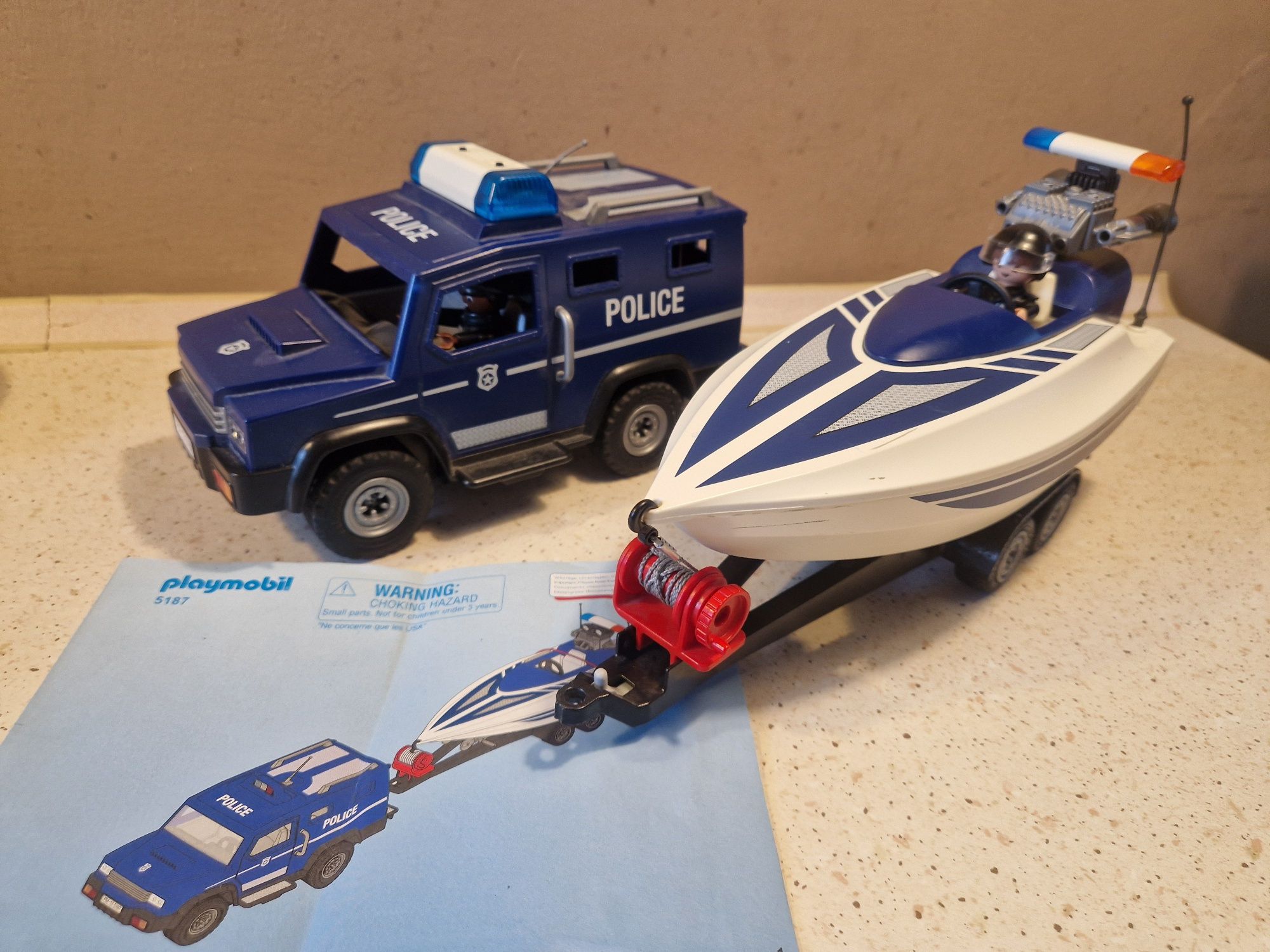 Playmobile zestaw nr 5187 samochód i łódź policja