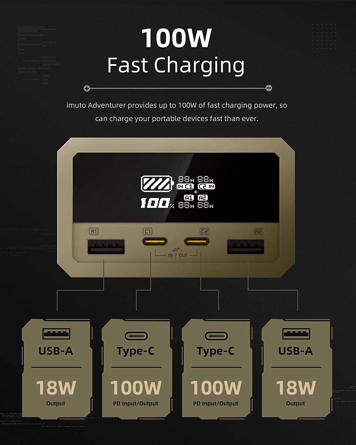 Повер Банк Imuto Container-X Laptop, 26800mAh/97.92Wh, 100 W