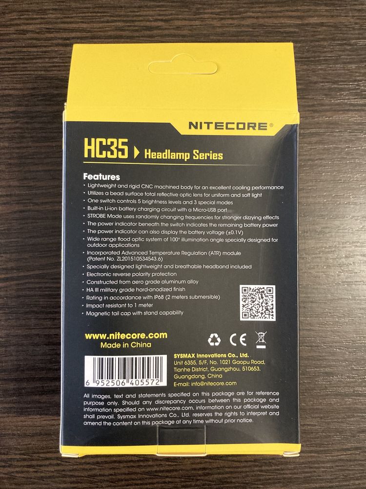 Ліхтар налобний Nitecore HC35 налобный фонарь 2700 люмен!