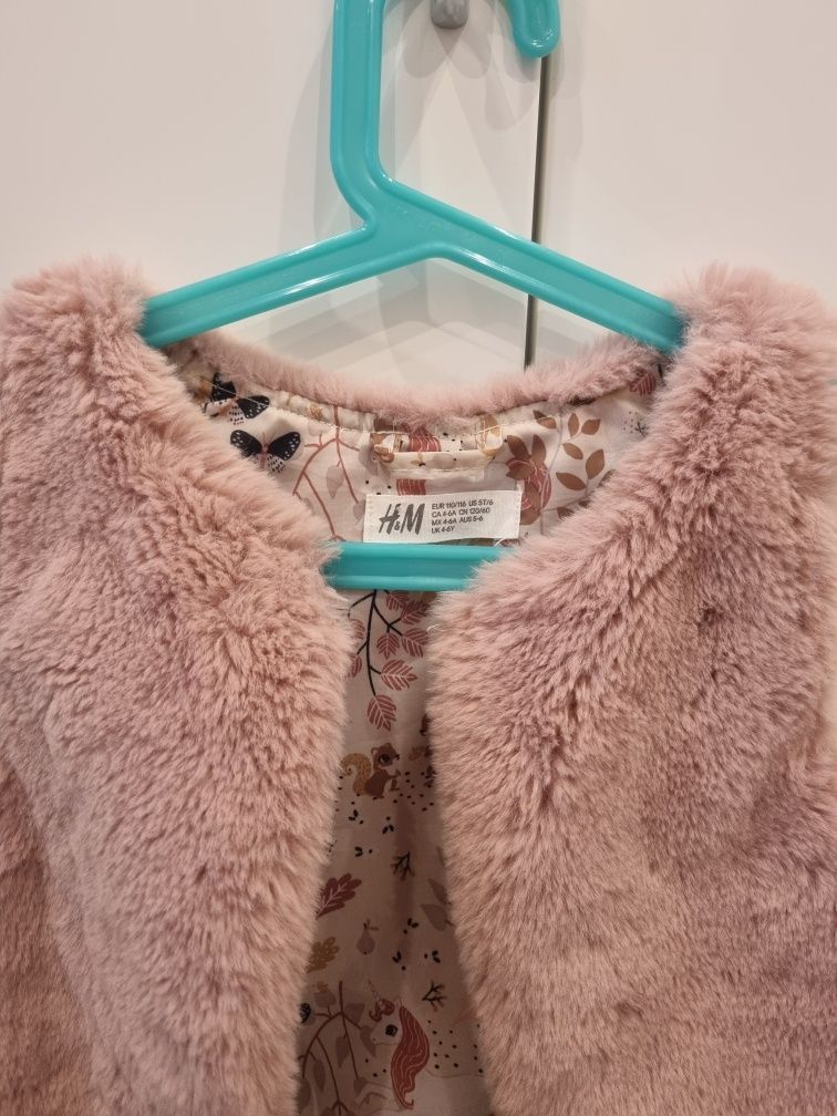 Kamizelka futerkowa różowa H&M