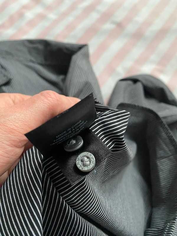 Czarna szara koszula w drobne białe paski Mexx L/XL 40/42