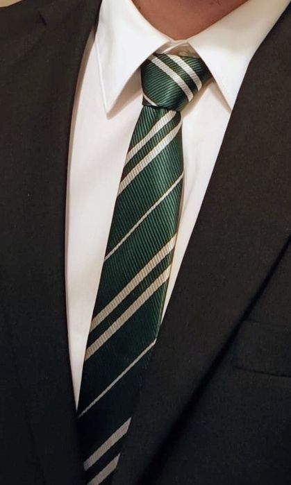 Классический зелёный галстук в полоску Слизерин факультет Slytherin