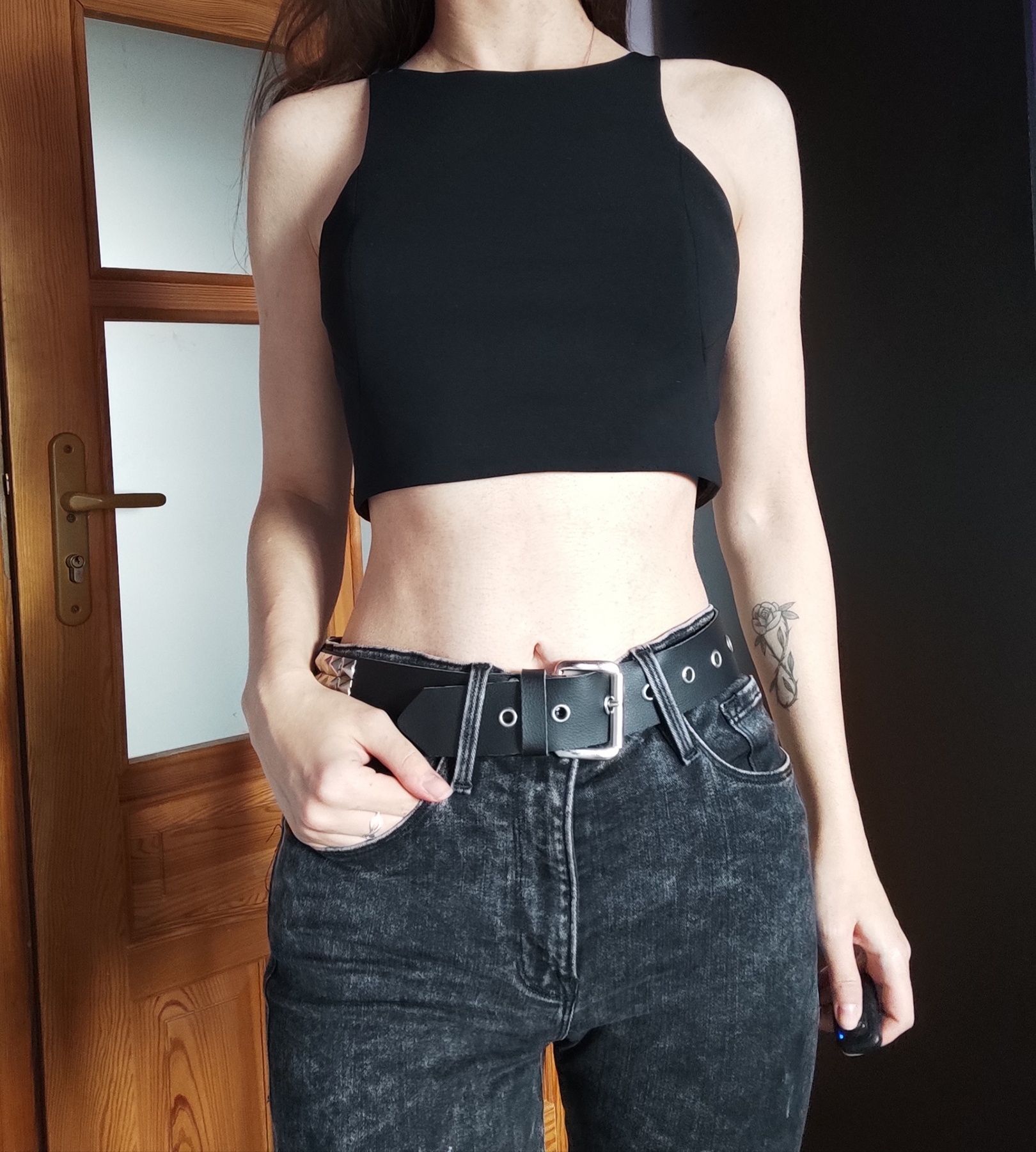 Czarny crop top bluzka Jay Godfrey S goth rock