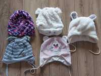 Komplet czapki niemowlęce zimowe