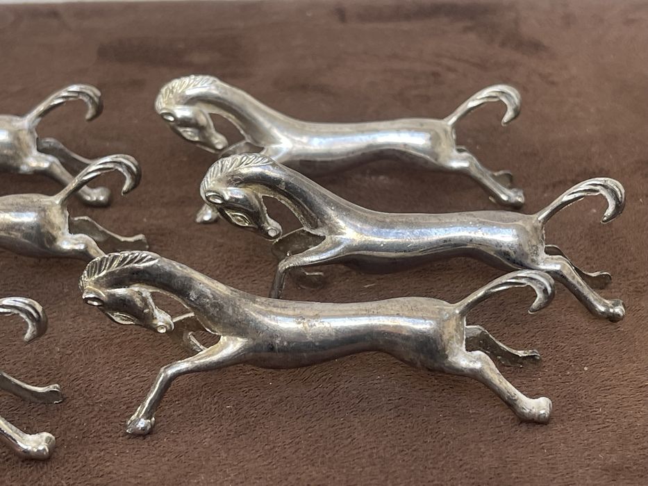 Art Deco Konie Stare Masywne Posrebrzane Koziołki Pod Sztućce.