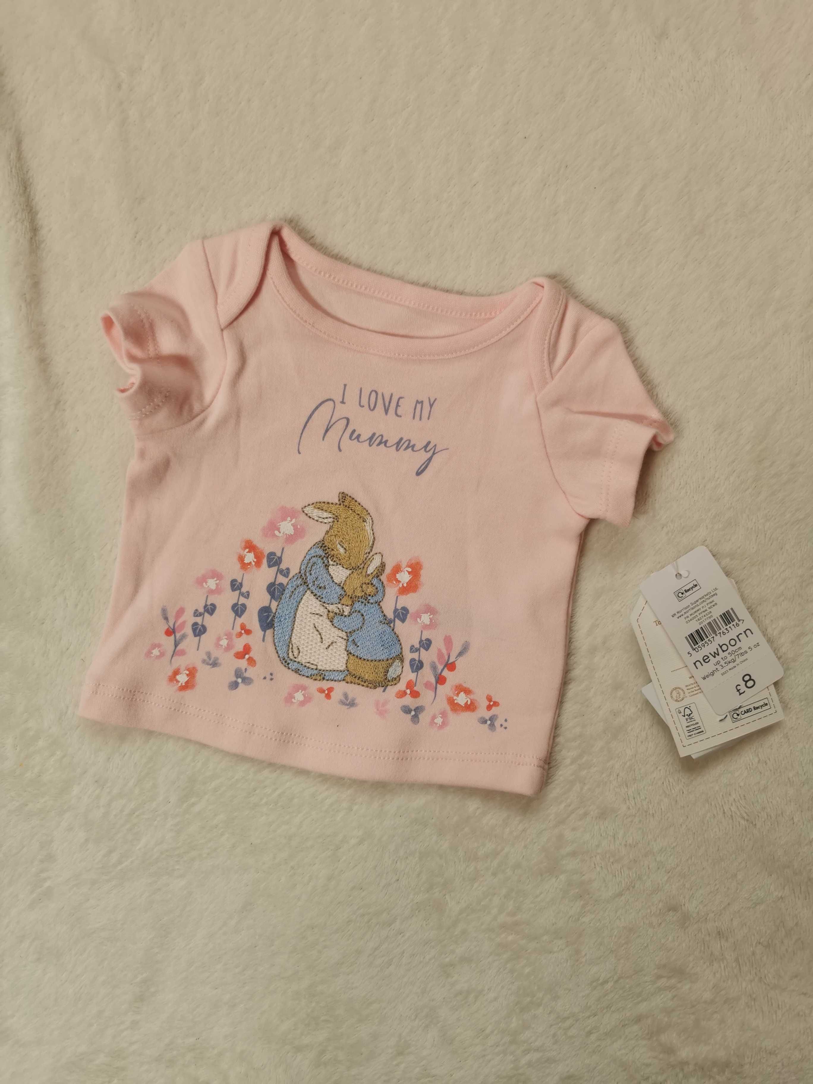 T-shirt kaftanik kopertowy rozm. Newborn 50/56 nowy z metką