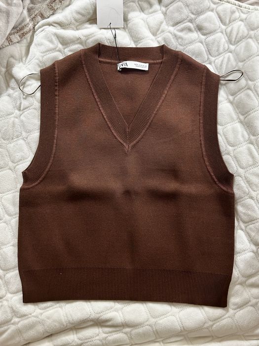 Топ безрукавка коричнева zara