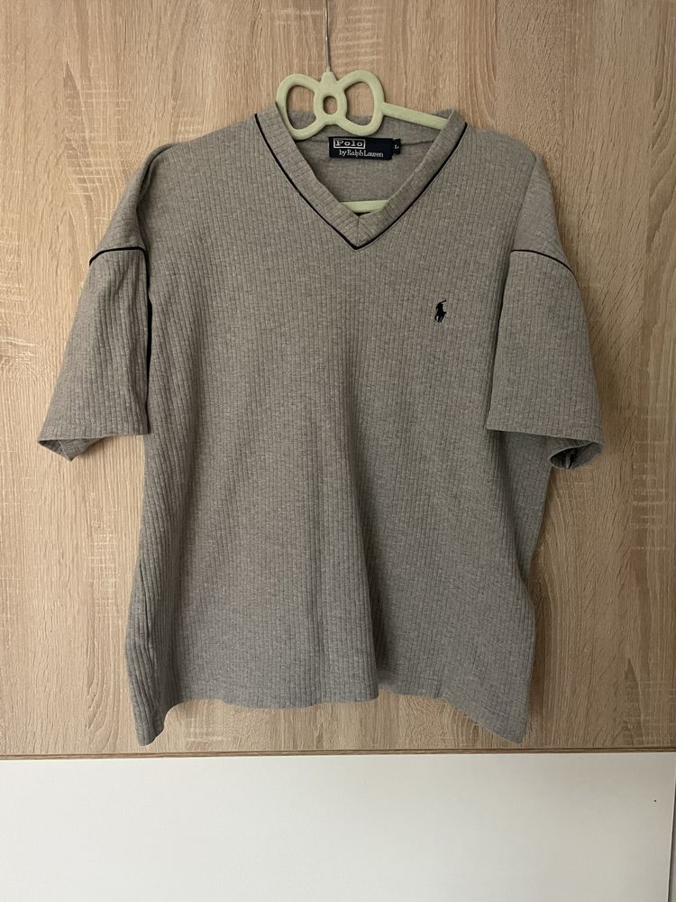 Koszulka Polo Ralph Lauren L w serek v neck vintage szara tshirt meski