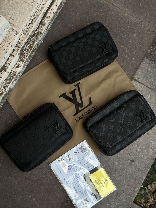 Барсетка Луи Витон через плечо мужская сумка Louis Vuitton кожаная топ
