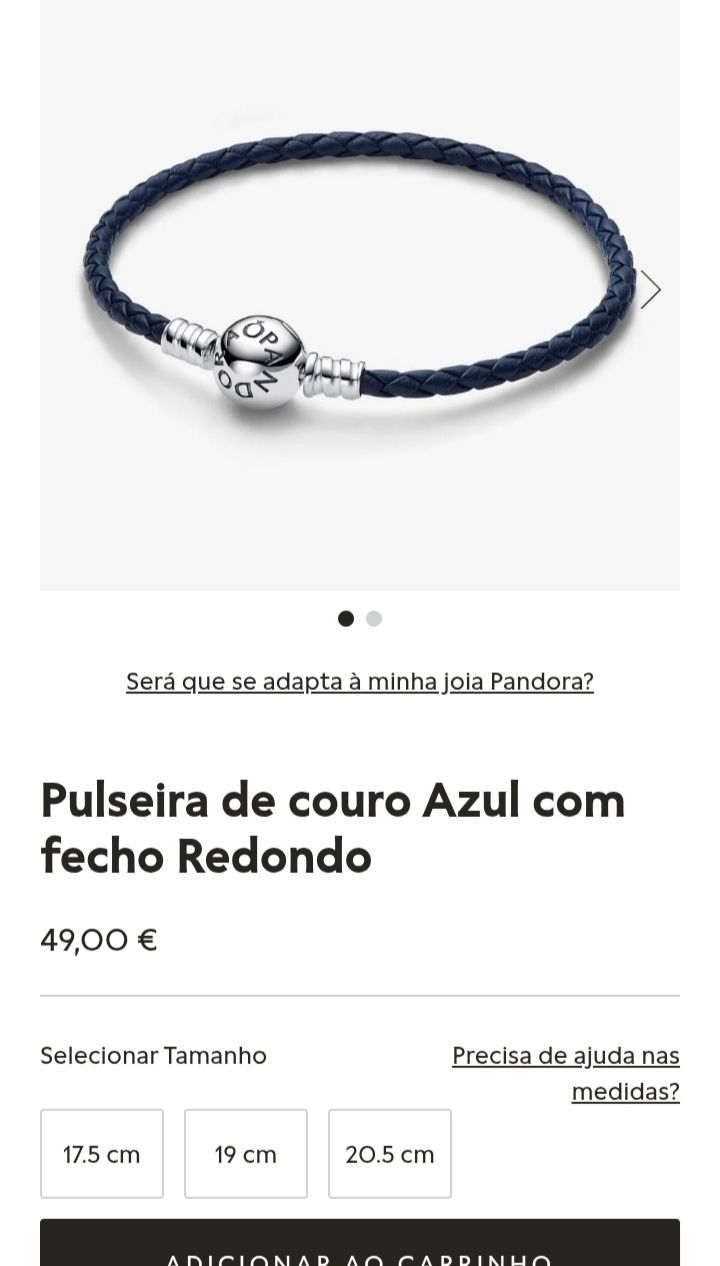 Pulseira de couro preta - Pandora