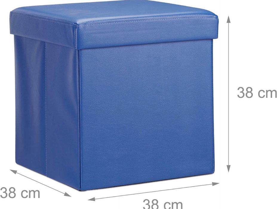 Pufa tapicerowana Remax odcienie niebieskiego • Taboret Puf skrzynia