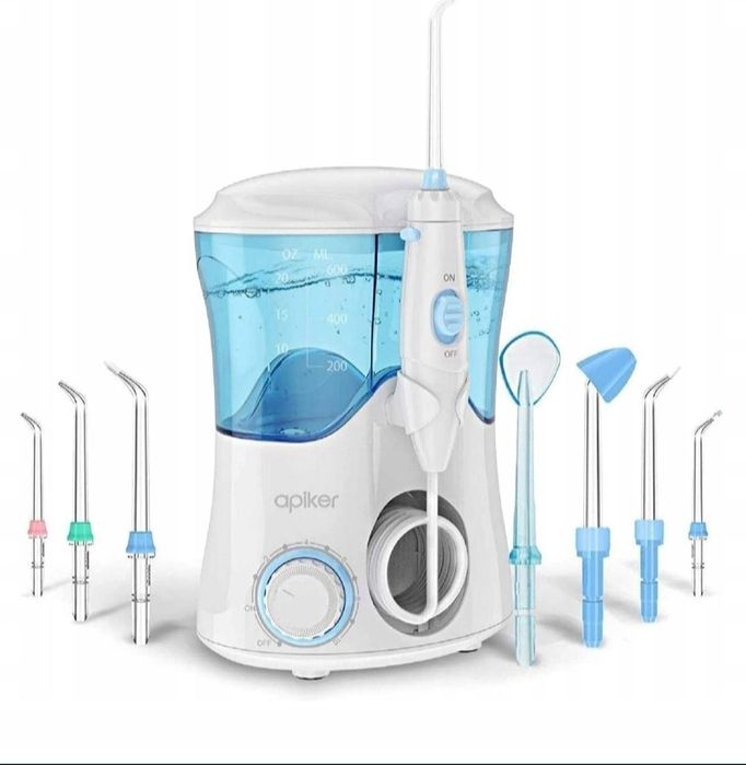 Apiker irygator do czyszczenia zębów z 8 wielofunkcyjnymi końcówkami