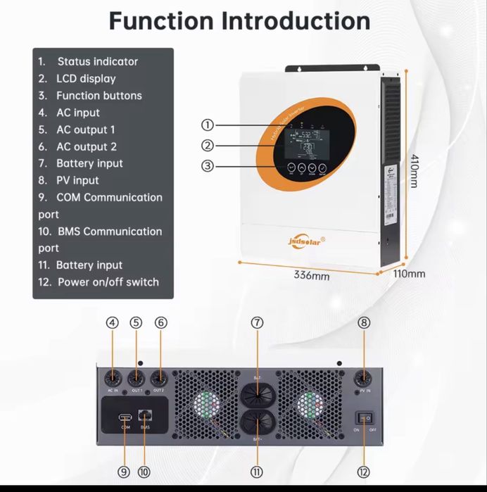 Гібридний інвертор 48v 6.5KW JSDSOLAR