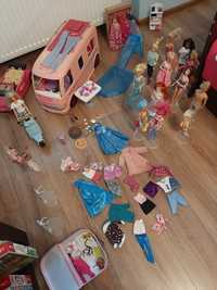 Kamper Barbie + lalki + akcesoria
