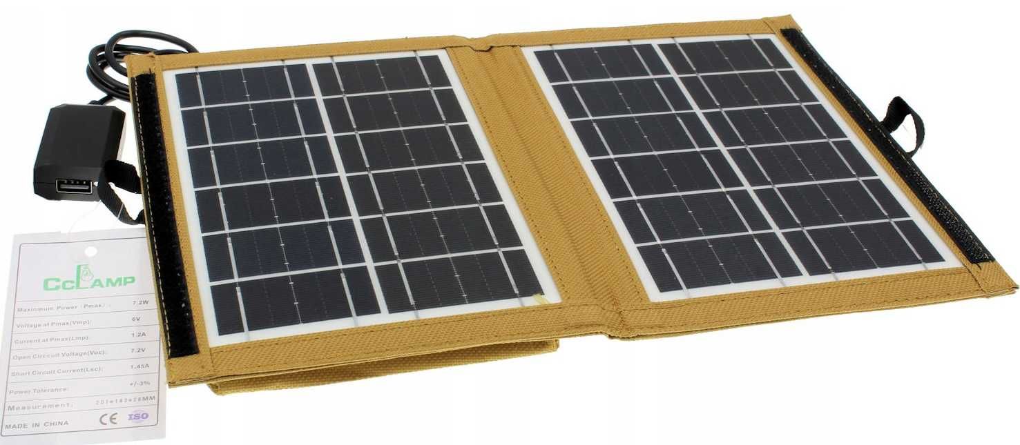 Turystyczny Panel Solarny 5V 7W Ładowarka Słoneczna solarna powerbank