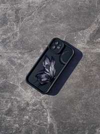 Чехол черный силиконовый бабочка и луна iPhone 11-12 Pro/Pro Max/13