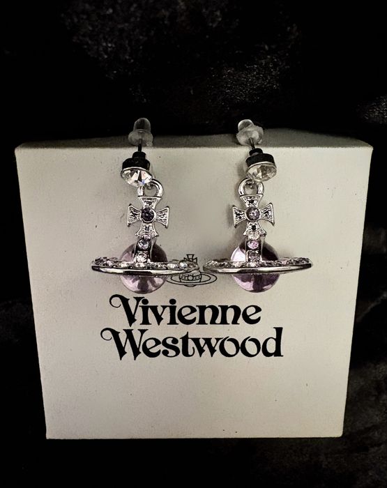 Vivienne Westwood Petite Orb Kolczyki Gunmetal gotyckie nana fioletowe