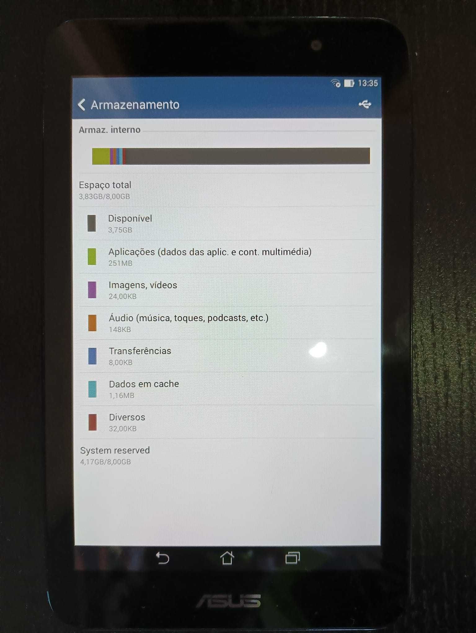 Tablet ASUS com capa traseira azul
