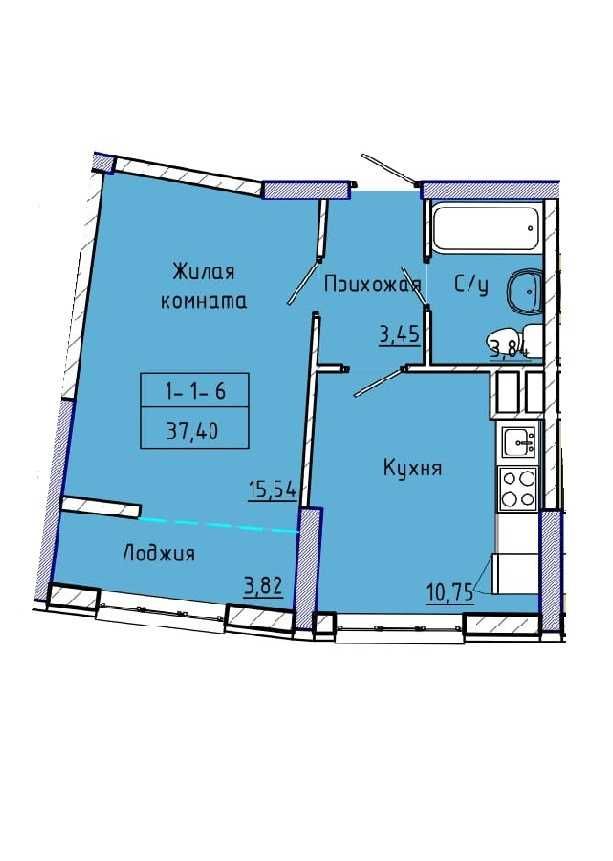 Просторная 1-комнатная квартира с ремонтом в ЖК "48 Жемчужина"