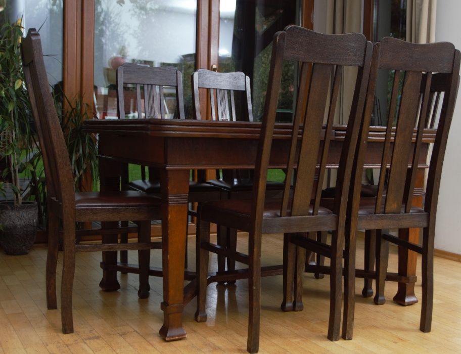 6 stylowych klasycznych krzeseł drewno dąb eko skóra stan idealny