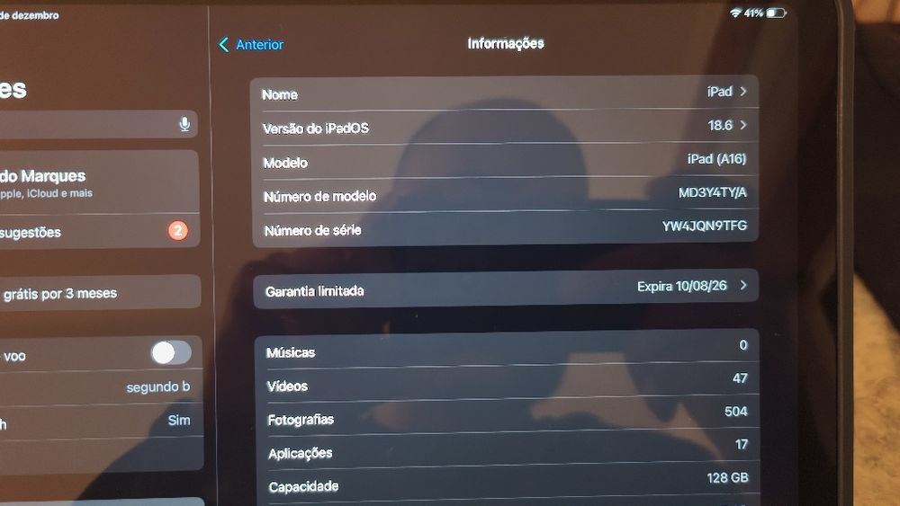 Ipad 11" 25 128GB Cinza, como novo e com garantia.