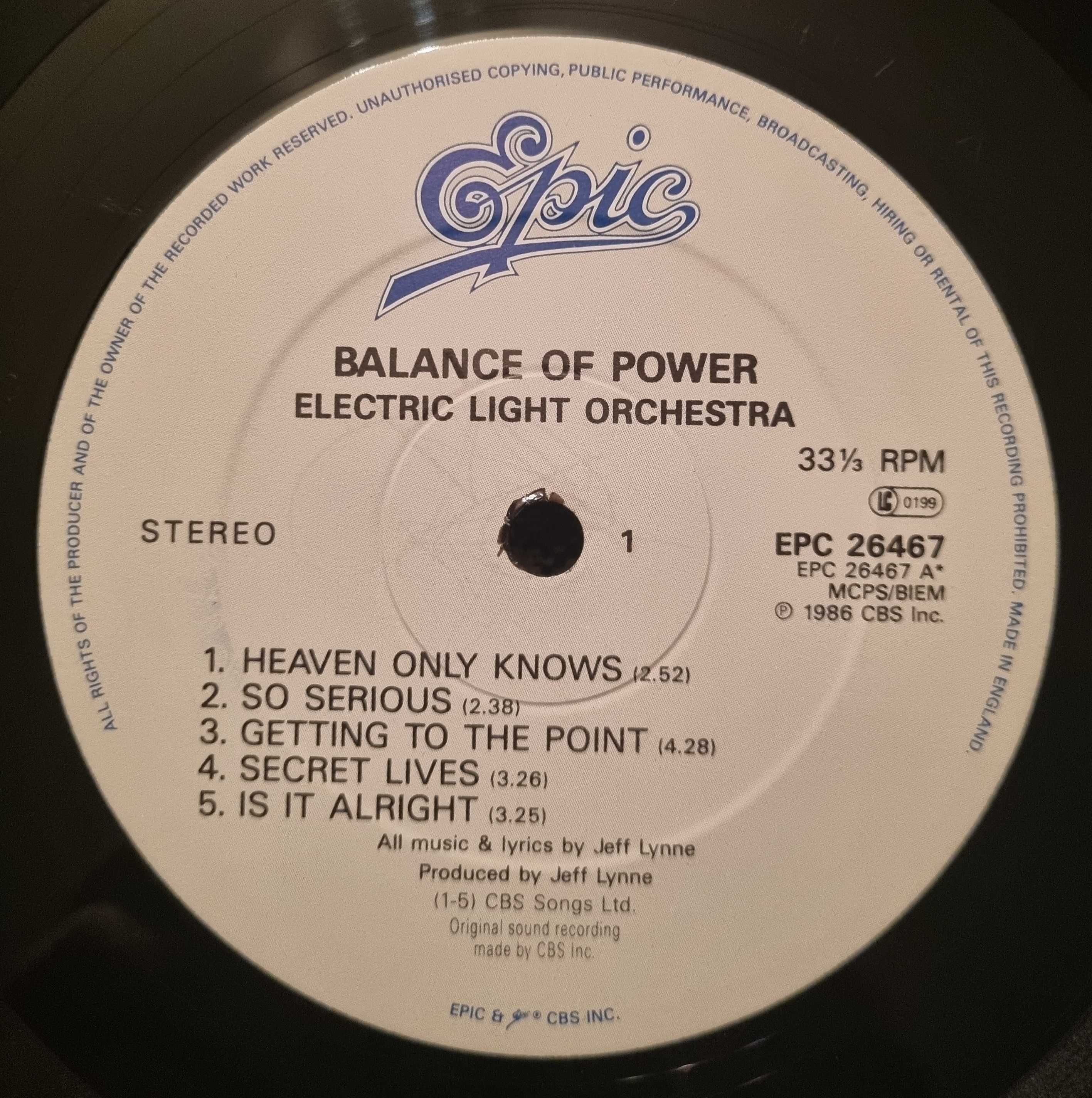 Electric Light Orchestra Balance Of Power 1986 UK original press.