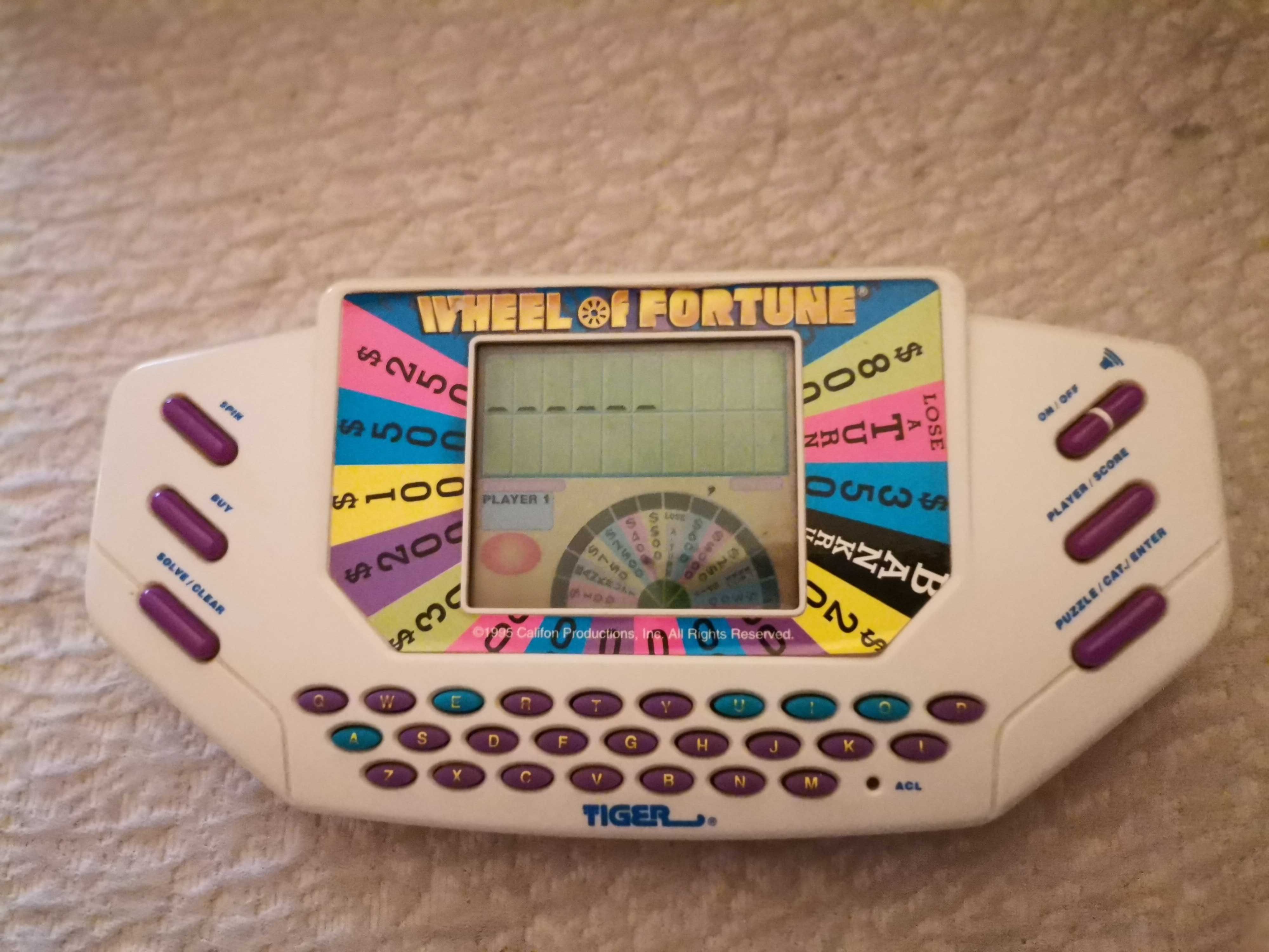 Vintage 1995 TIGER - Wheel Of Fortune Jogo electrónico Portátil