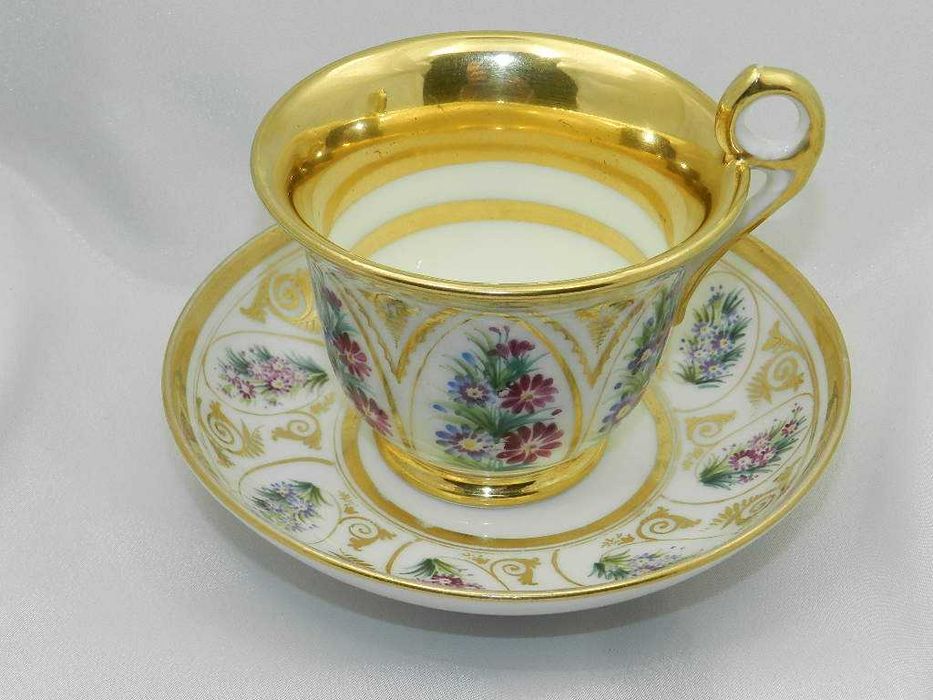 Kolekcjonerska wiekowa ręcznie malowana filiżanka  Francja XIXw.